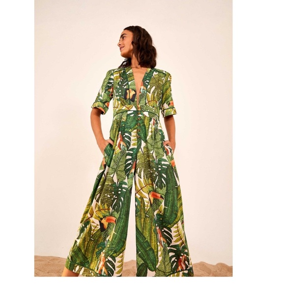 Farm Rio Paradise Forest Jumpsuit Size XS - Picture 3 of 10